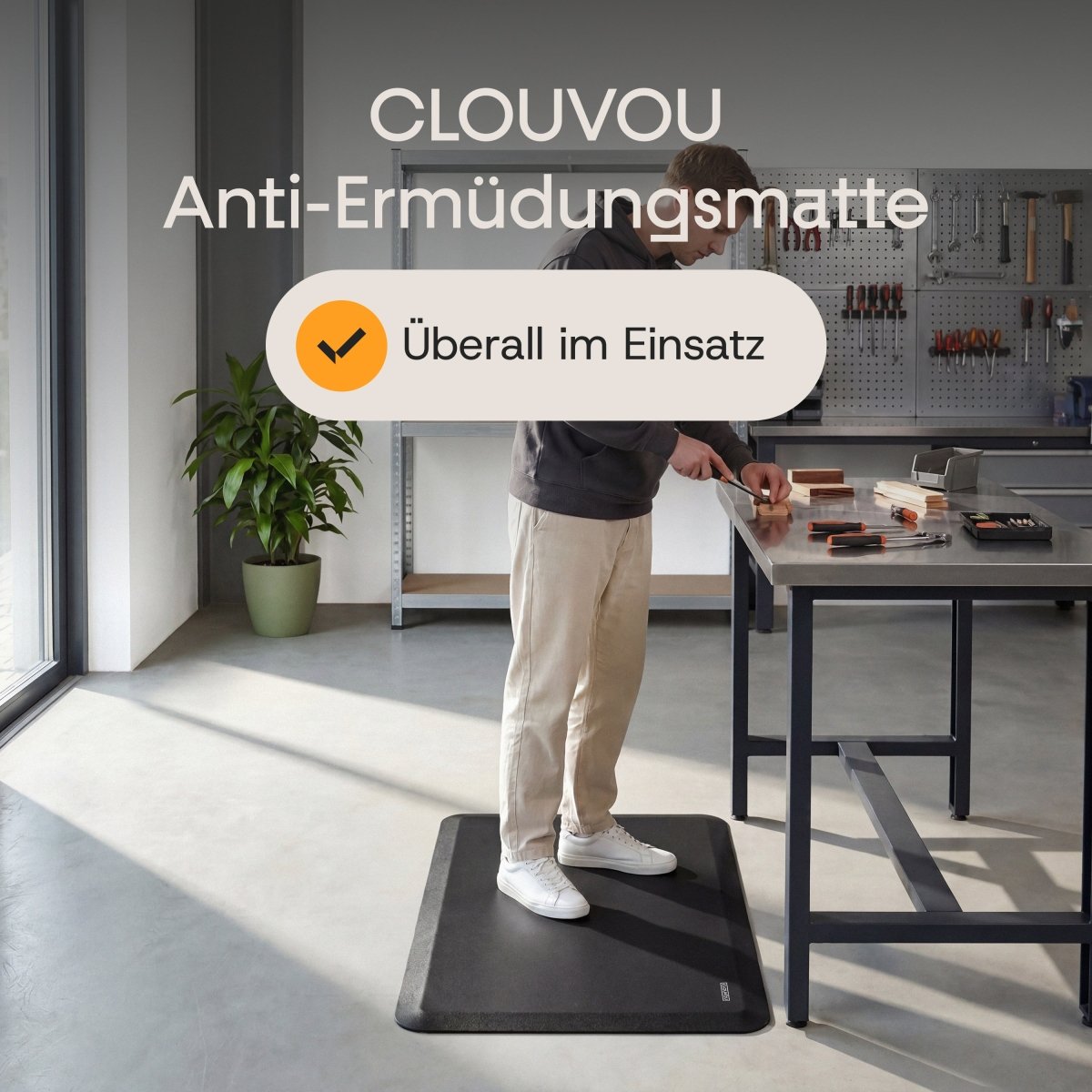 CleverMat – Ergonomische Anti-Ermüdungsmatte - Clouvou Black