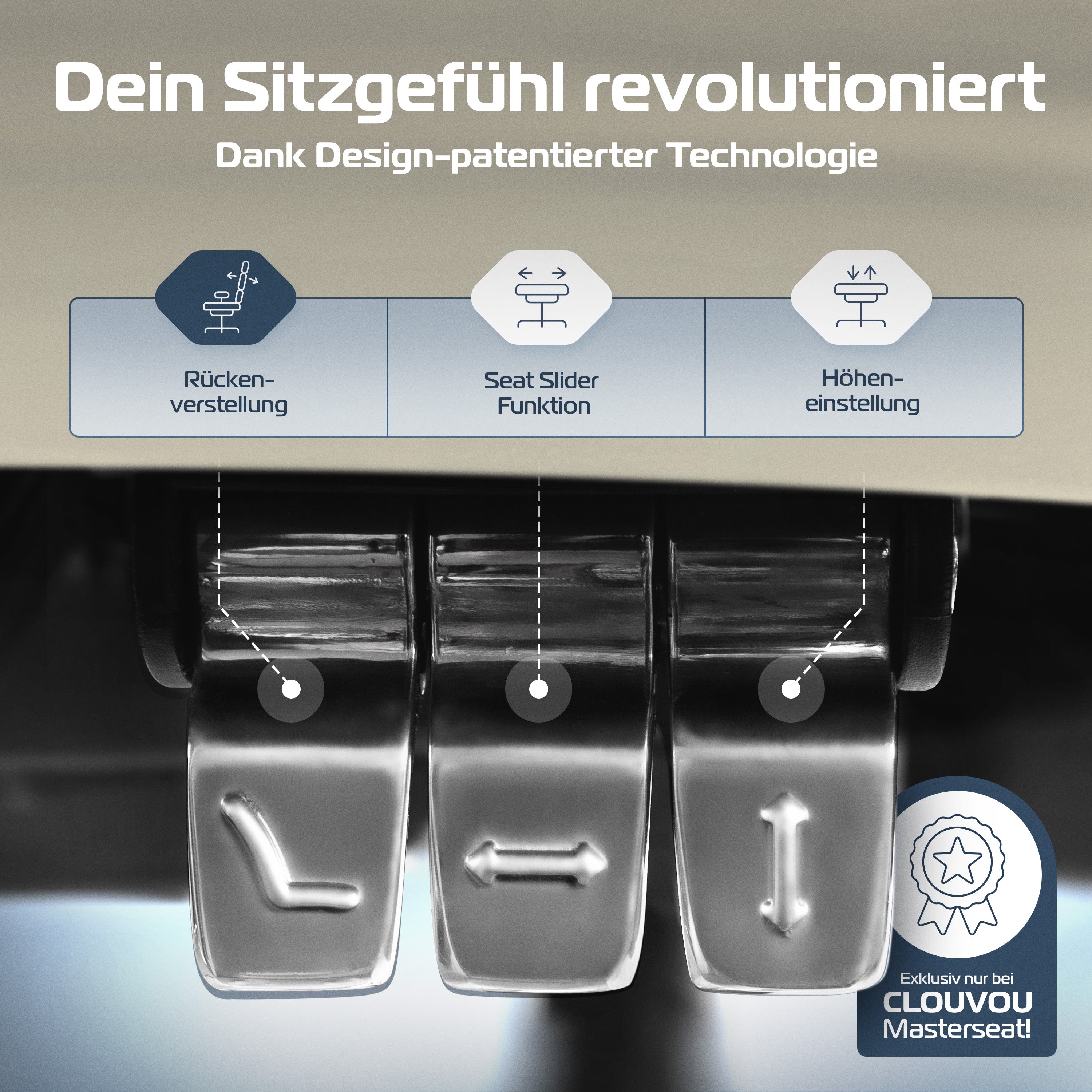 CLOUVOU MasterSeat – Ergonomischer Bürostuhl "Sitzen wie ein König – Komfort neu definiert" - Clouvou#farbe_creme