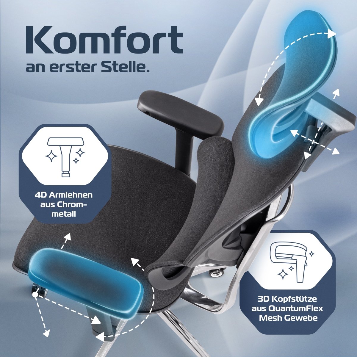 CLOUVOU MasterSeat – Ergonomischer Bürostuhl "Sitzen wie ein König – Komfort neu definiert" - Clouvou #farbe_schwarz