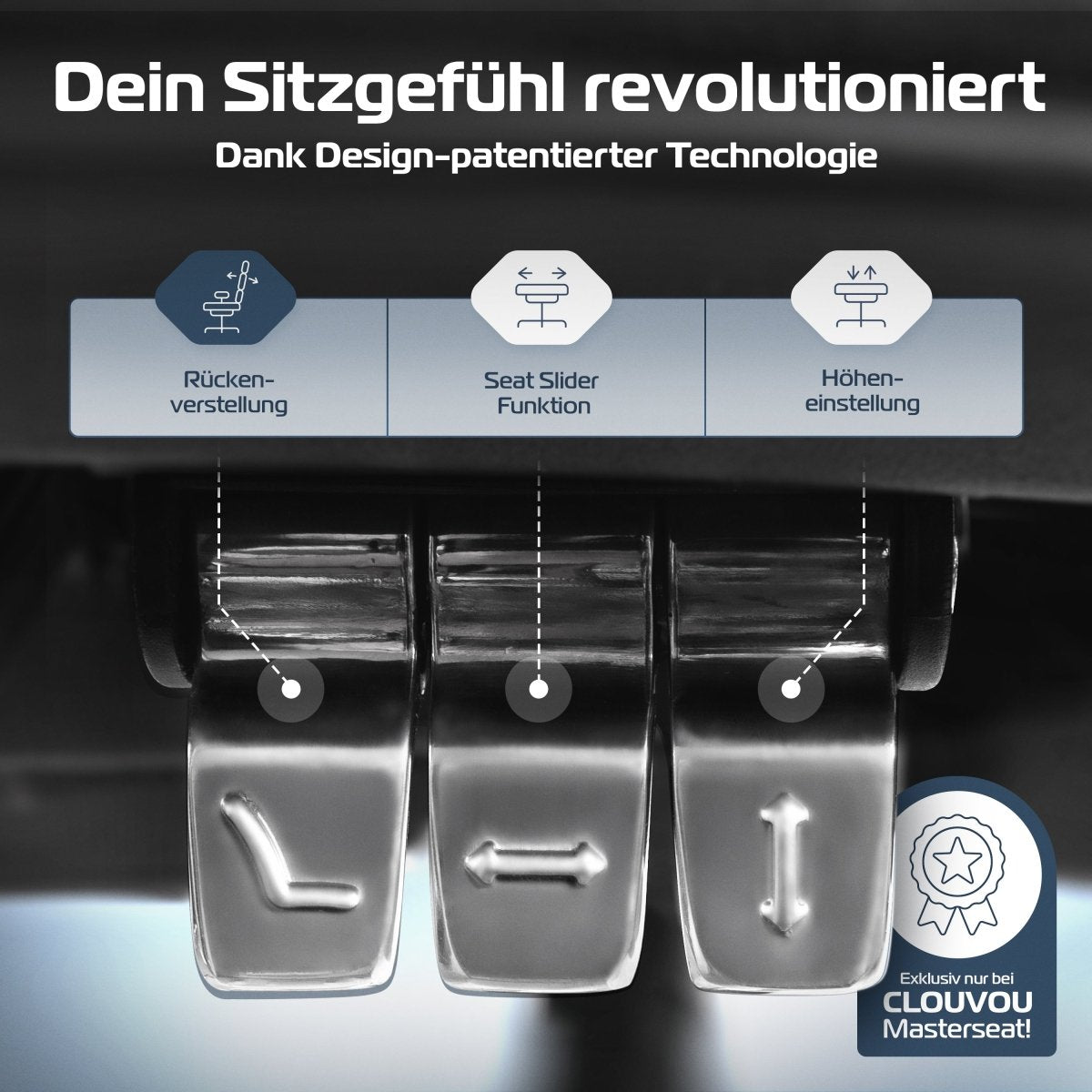 CLOUVOU MasterSeat – Ergonomischer Bürostuhl "Sitzen wie ein König – Komfort neu definiert" - Clouvou #farbe_schwarz