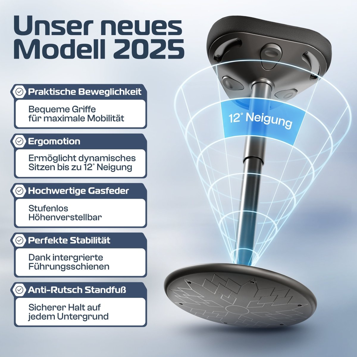 CLOUVOU Nexus - ergonomischer Hocker „Eine stilvolle neue Art des Sitzens“ - Clouvou #farbe_schwarz