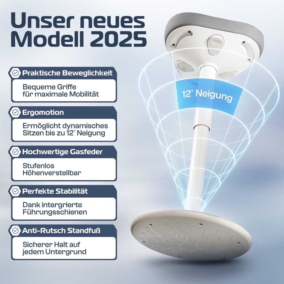 CLOUVOU Nexus - ergonomischer Hocker „Eine stilvolle neue Art des Sitzens“ - Clouvou #farbe_grau