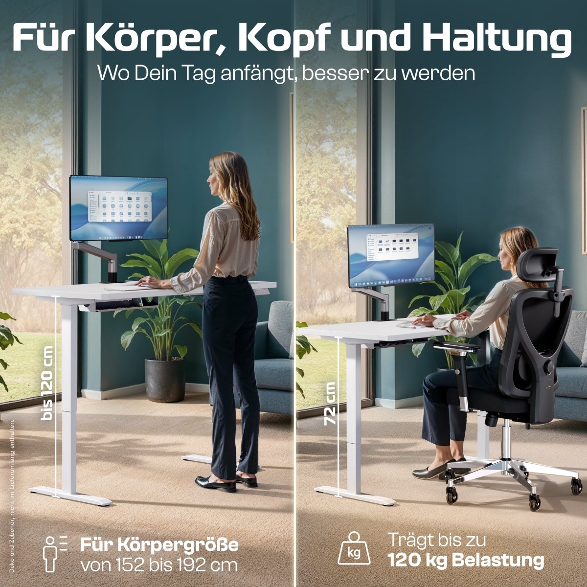 CLOUVOU ProDesk - Ergonomischer Sitz - Stehschreibtisch - Clouvou 160 x 80cm