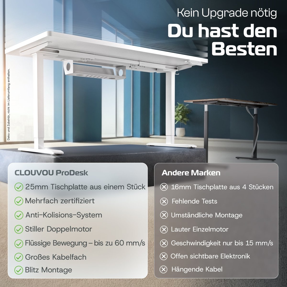 CLOUVOU ProDesk - Ergonomischer Sitz - Stehschreibtisch - Clouvou 160 x 80cm