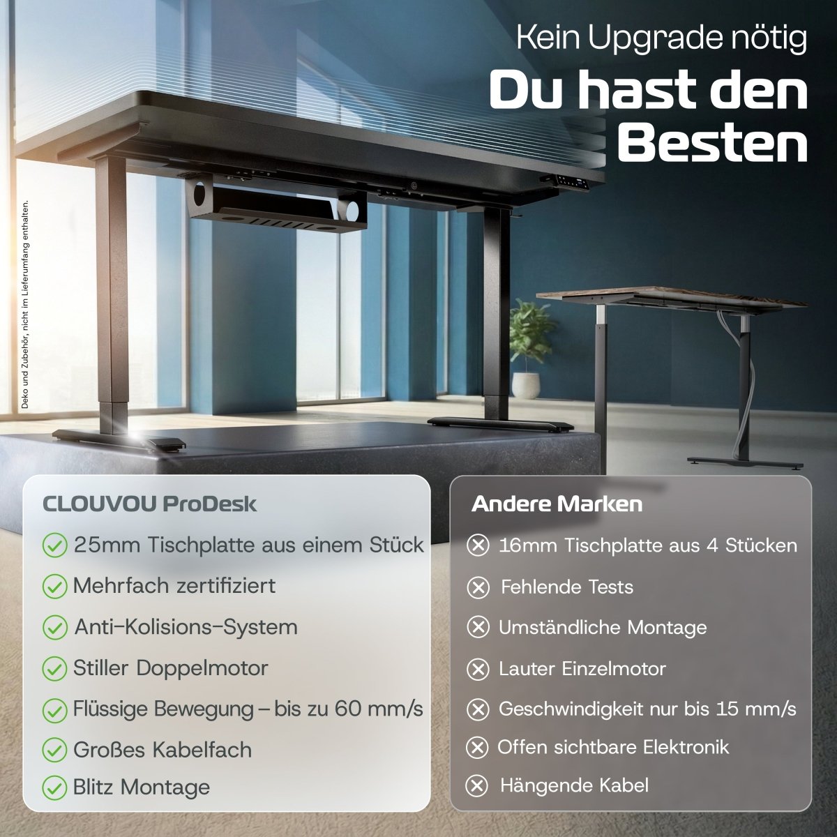CLOUVOU ProDesk - Ergonomischer Sitz - Stehschreibtisch - Clouvou 160 x 80cm