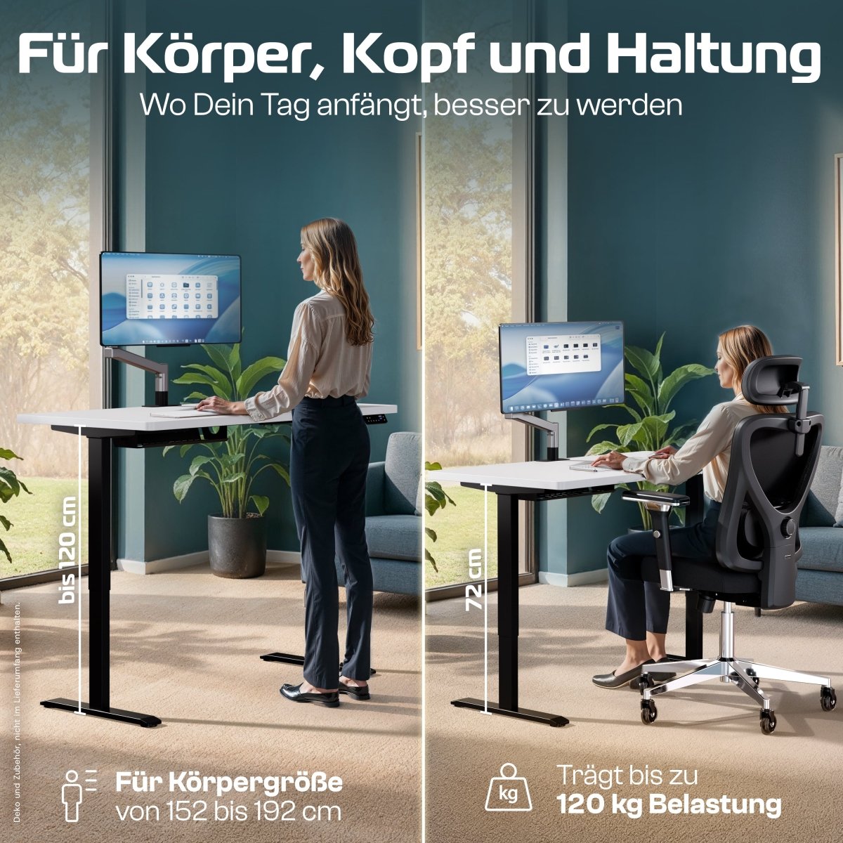 CLOUVOU ProDesk - Ergonomischer Sitz - Stehschreibtisch - Clouvou 160 x 80cm