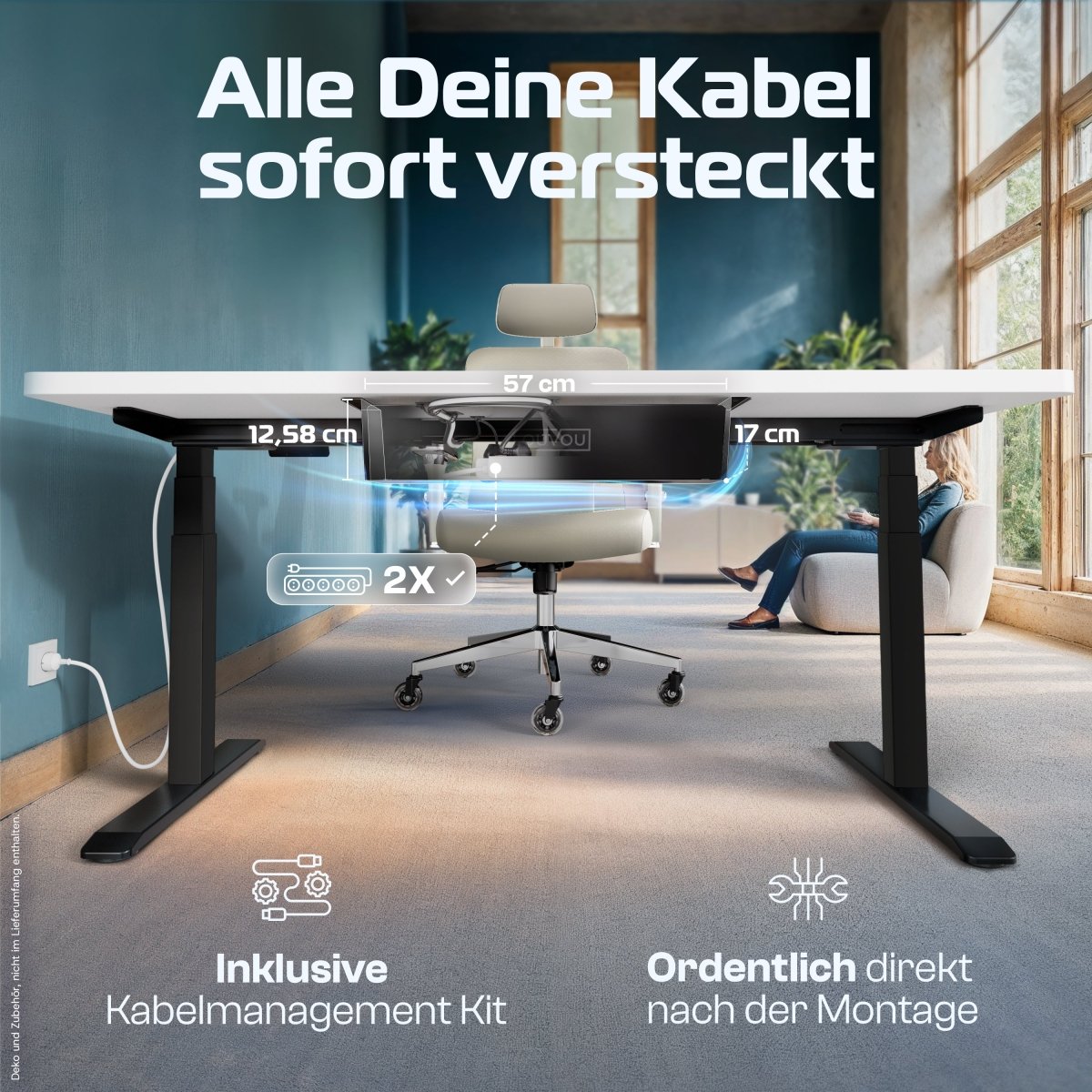 MasterDesk – Premium höhenverstellbarer Schreibtisch mit Dual - Motor - Clouvou 160 x 80cm