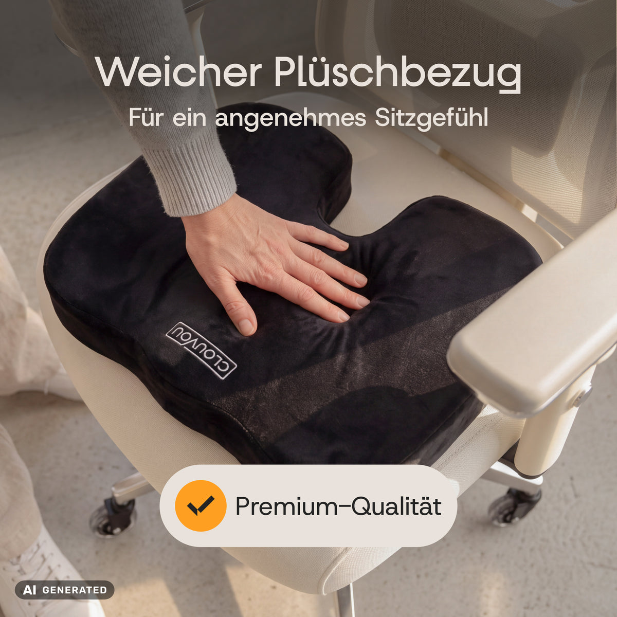 Clouvou Sitzkissen – Ergonomisches Memory-Schaum-Kissen für Bürostühle