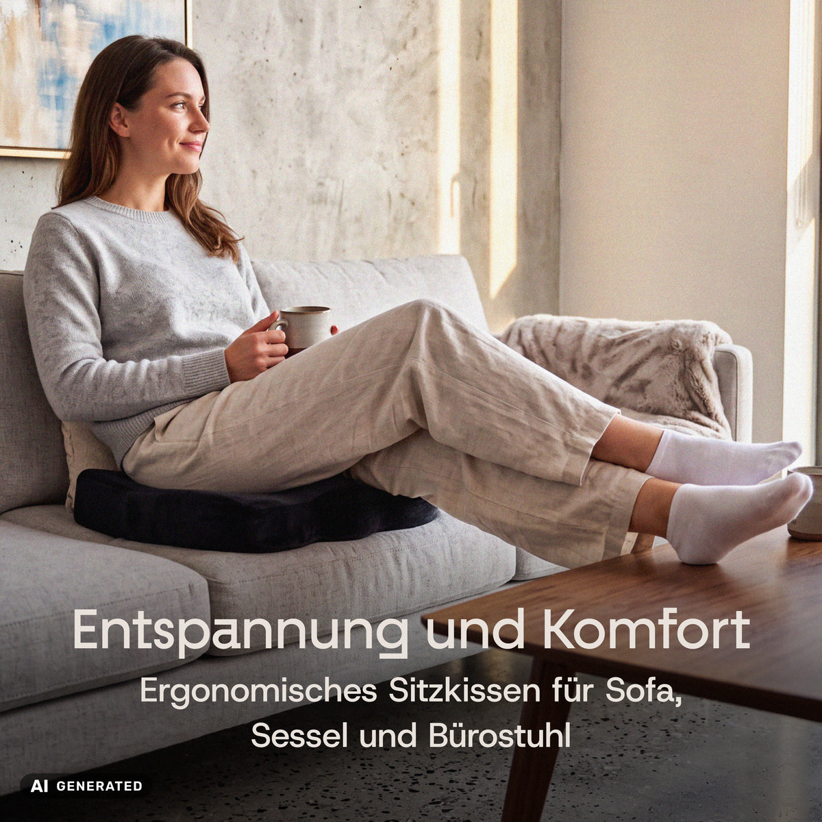 Clouvou Sitzkissen – Ergonomisches Memory-Schaum-Kissen für Bürostühle
