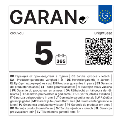 GARAN Label – 5 Jahre Herstellergarantie Clouvou BrightSeat
