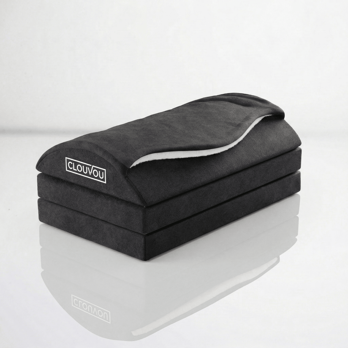 CLOUVOU MasterRest – Ergonomische Fußstütze | 3 Höhenstufen & Wärmetasche - Clouvou Schwarz