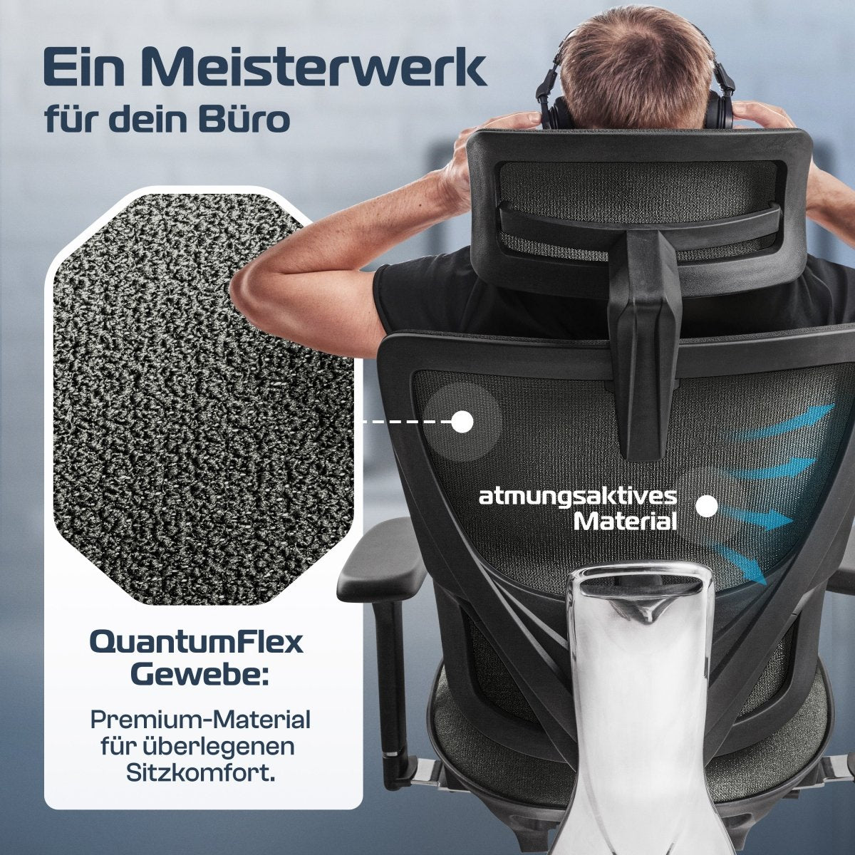 CLOUVOU MasterSeat – Ergonomischer Bürostuhl "Sitzen wie ein König – Komfort neu definiert" - Clouvou#farbe_grau