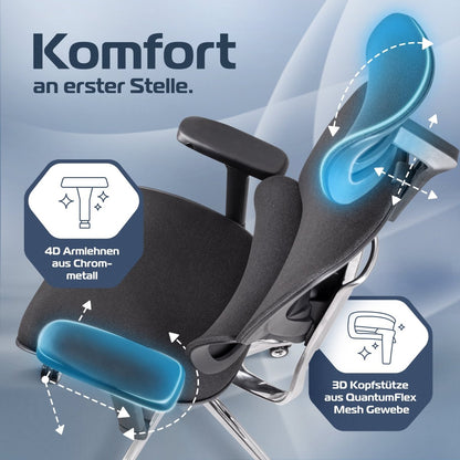 CLOUVOU MasterSeat – Ergonomischer Bürostuhl "Sitzen wie ein König – Komfort neu definiert" - Clouvou #farbe_schwarz