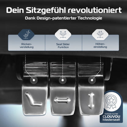 CLOUVOU MasterSeat – Ergonomischer Bürostuhl "Sitzen wie ein König – Komfort neu definiert" - Clouvou #farbe_schwarz