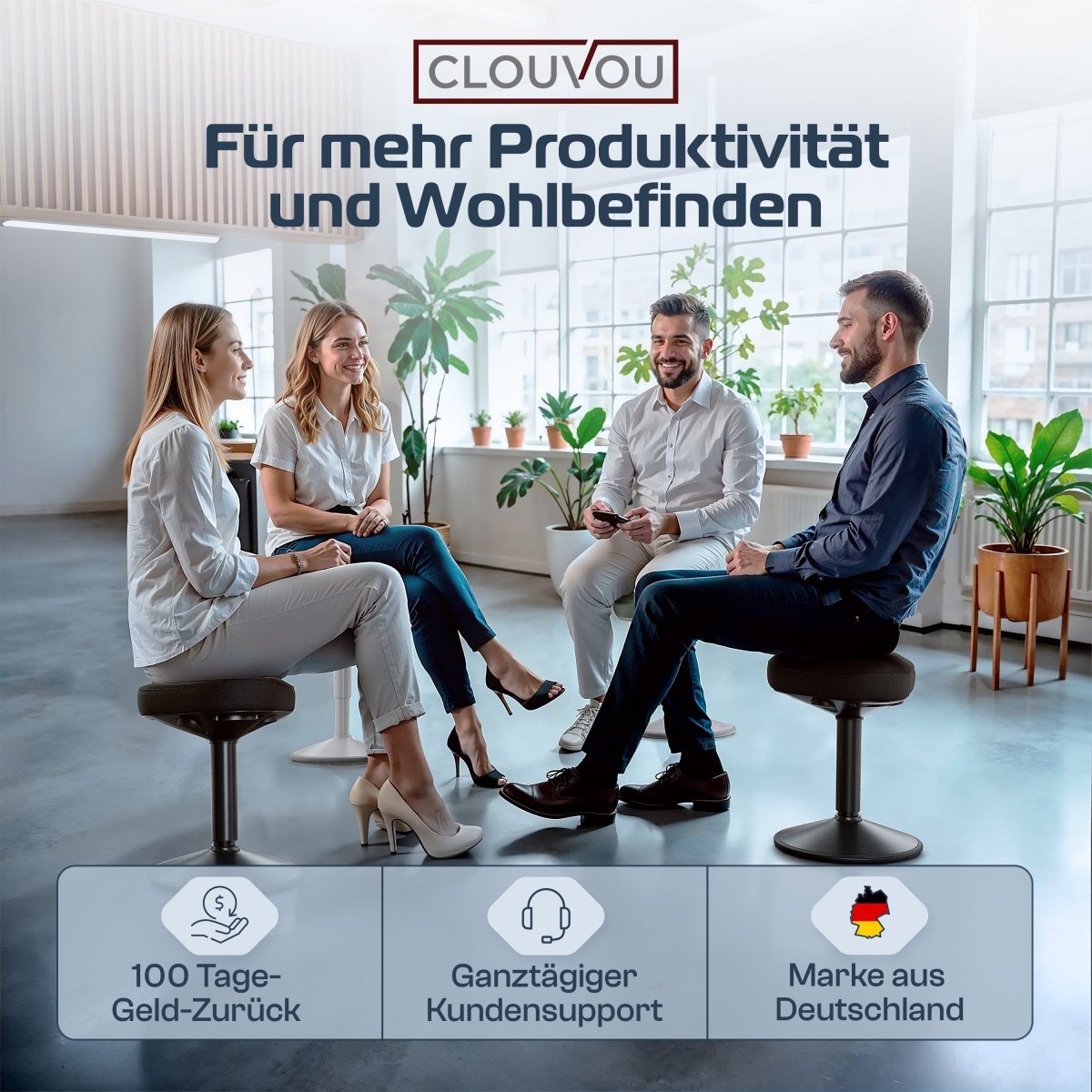 CLOUVOU Nexus - Ergonomischer Hocker „Eine stilvolle neue Art des Sitzens“ - Clouvou #farbe_schwarz