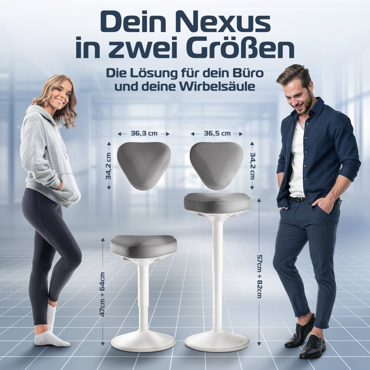 CLOUVOU Nexus - ergonomischer Hocker „Eine stilvolle neue Art des Sitzens“ - Clouvou#farbe_grau