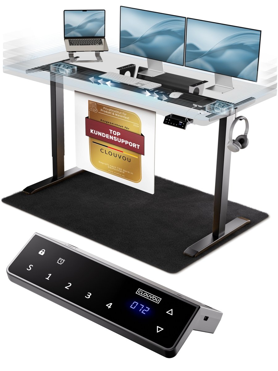 CLOUVOU ProDesk - Höhenverstellbares Schreibtischgestell (nur Gestell) - Clouvou Schwarz