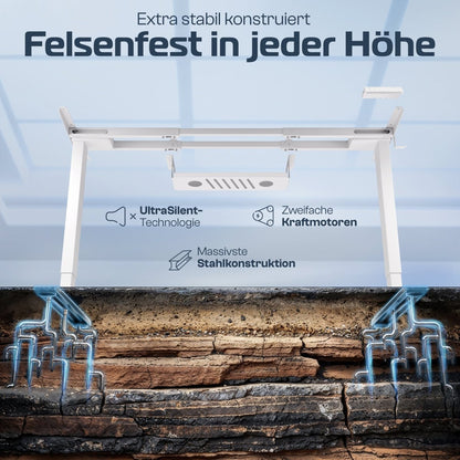 CLOUVOU ProDesk - Höhenverstellbares Schreibtischgestell (nur Gestell) - Clouvou Weiß