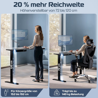 CLOUVOU ProDesk - Höhenverstellbares Schreibtischgestell (nur Gestell) - Clouvou Schwarz