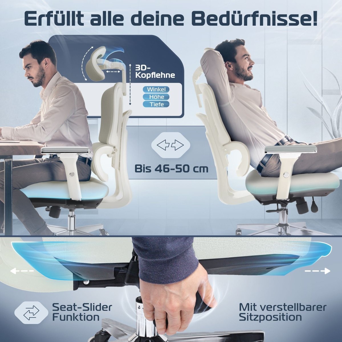 CLOUVOU ProSeat – Ergonomischer Premium Bürostuhl - Clouvou Creme