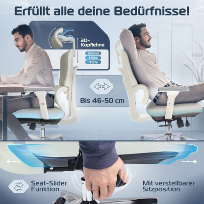 CLOUVOU ProSeat – Ergonomischer Premium Bürostuhl - Clouvou Creme