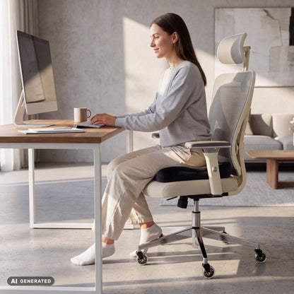 Clouvou Sitzkissen – Ergonomisches Memory-Schaum-Kissen für Bürostühle - Clouvou Creme