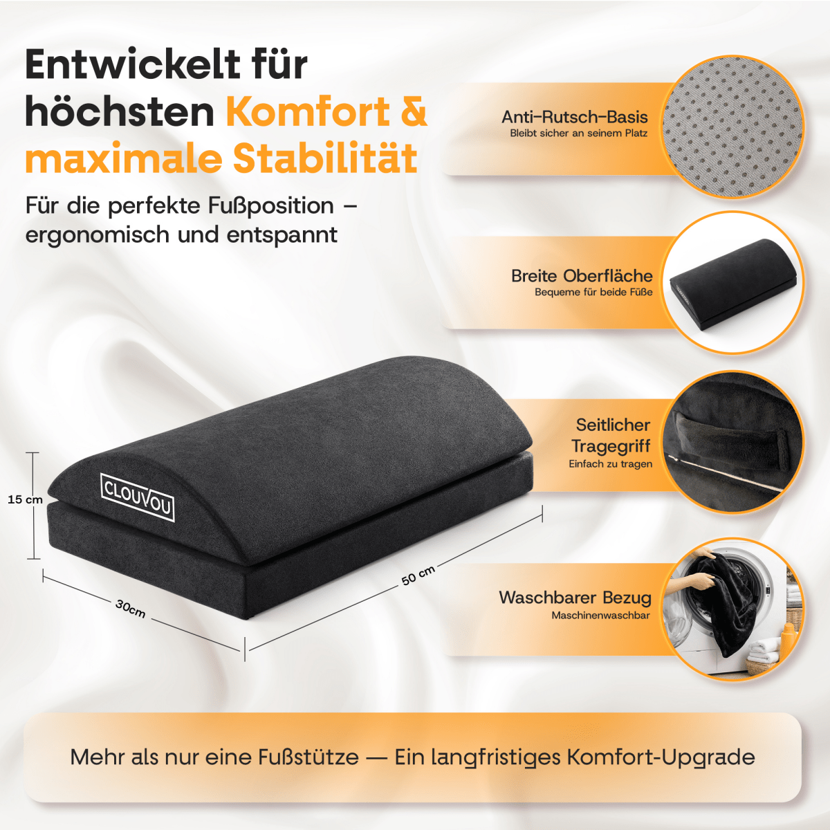 CLOUVOU SmartRest – Ergonomische Fußstütze | 2 Höhenstufen - Clouvou