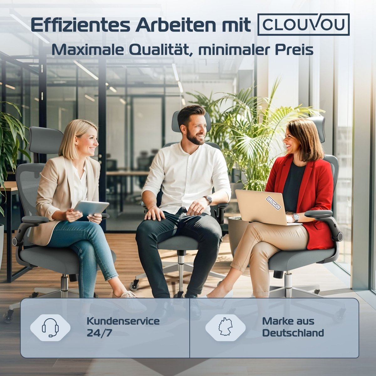 CLOUVOU SmartSeat – Ergonomischer preiswerter Bürostuhl - Clouvou Creme