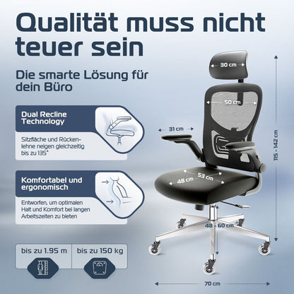 CLOUVOU SmartSeat – Ergonomischer preiswerter Bürostuhl - Clouvou Creme