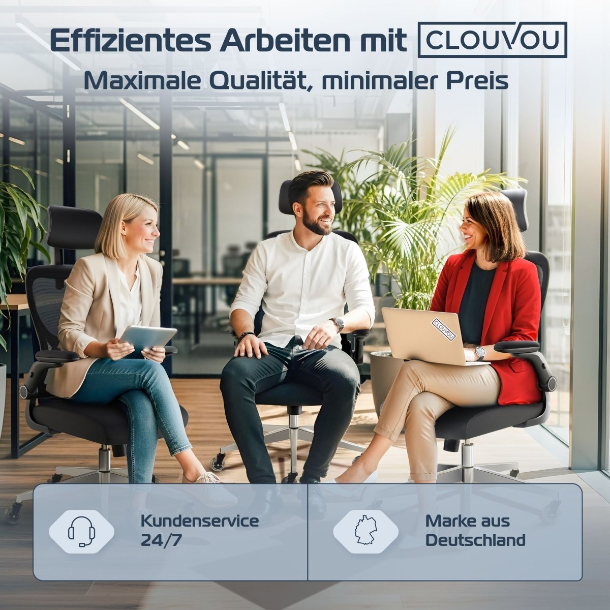 CLOUVOU SmartSeat – Ergonomischer preiswerter Bürostuhl - Clouvou Creme