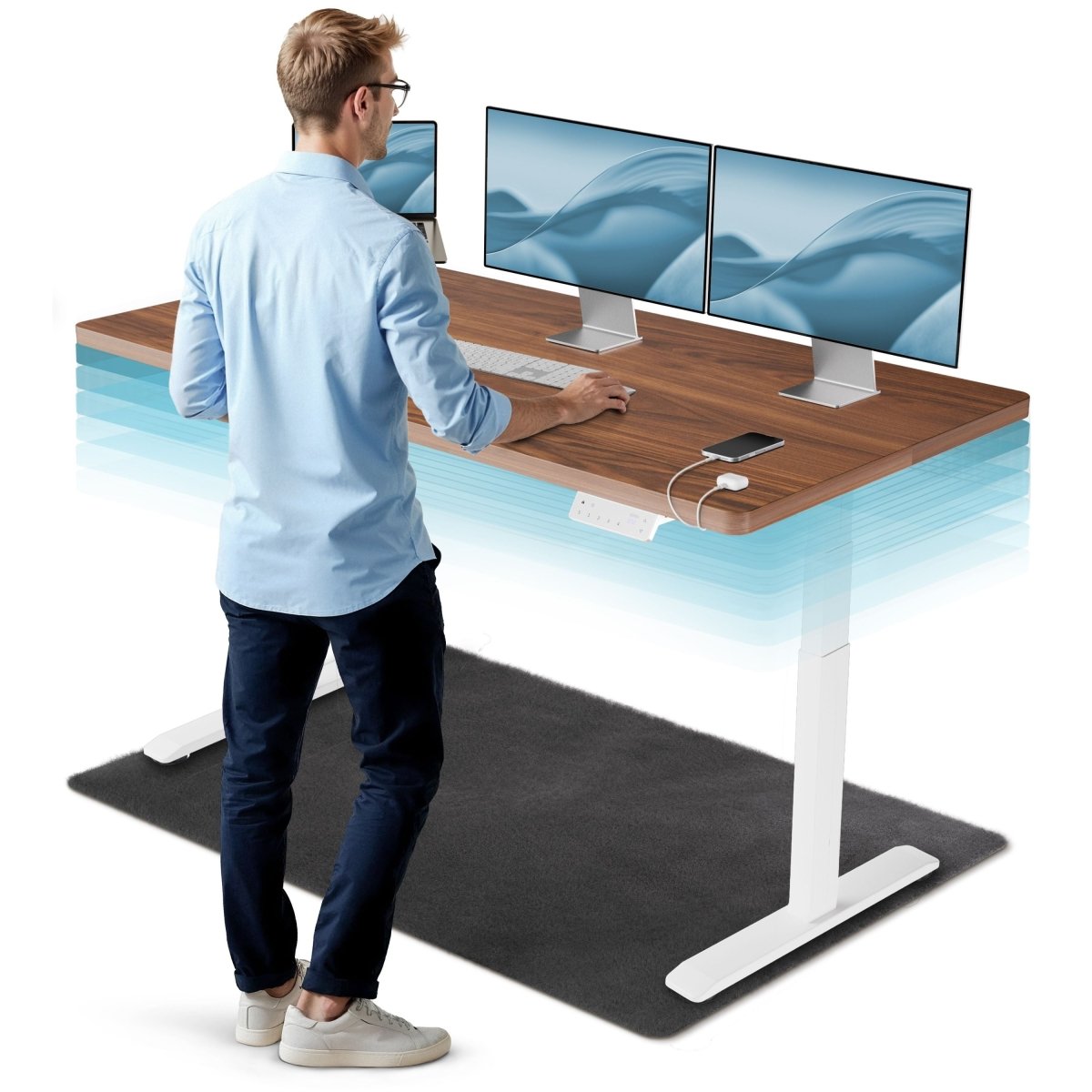 MasterDesk – Premium höhenverstellbarer Schreibtisch mit Dual - Motor - Clouvou 160 x 80cm
