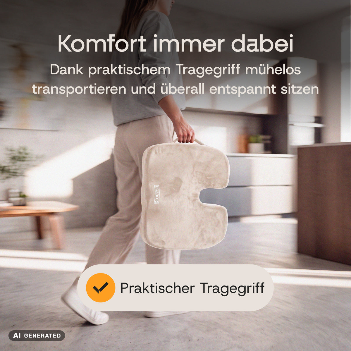 Clouvou Sitzkissen – Ergonomisches Memory-Schaum-Kissen für Bürostühle