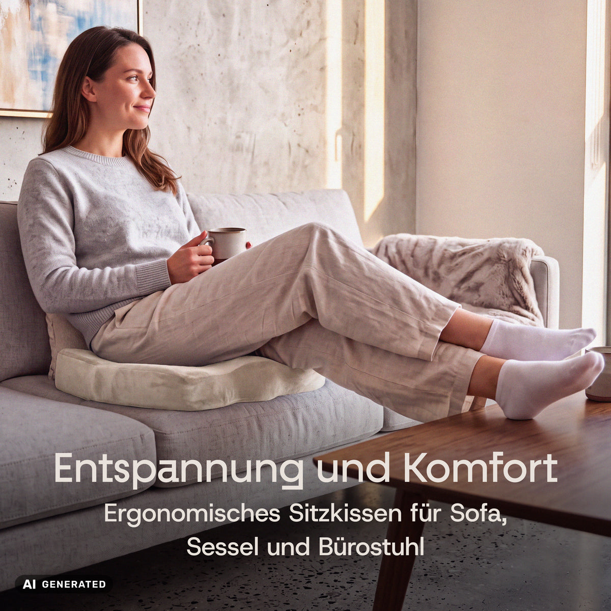 Clouvou Sitzkissen – Ergonomisches Memory-Schaum-Kissen für Bürostühle