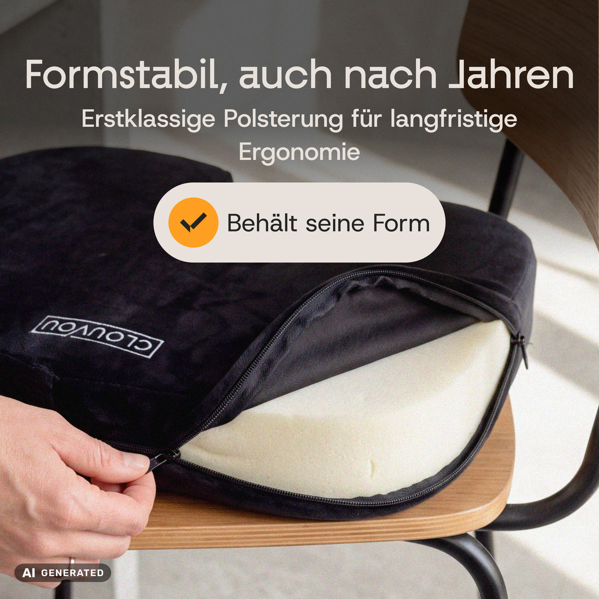 Clouvou Sitzkissen – Ergonomisches Memory-Schaum-Kissen für Bürostühle